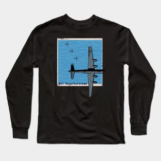 B29 Superfortress WW2 bomber airplane over the sea Long Sleeve T-Shirt